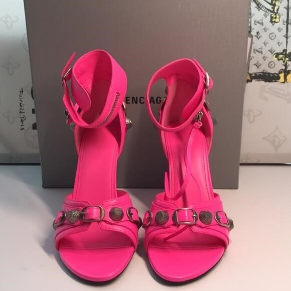 New Authentic Balenciaga Cagole 110mm Stiletto Sandals – Fluorescent Pink 💖✨ - Picture 1 of 10